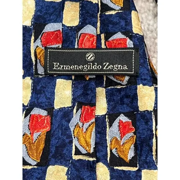 Ermeneguildo Zegna Vintage 100% Silk Abstract Floral Pattern Neck Tie - Picture 3 of 4